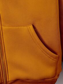 Girls' Casual Hooded Knit Zip-Up Sweatshirt - Brown - View 5