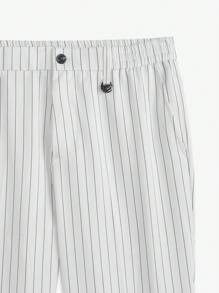 Manfinity VCAY Nam Easy Care Slim Fit Giữa Eo Thẳng Quần Sọc Trắng Thường Ngày, Thích Hợp Cho Xuân Hè - Đen và trắng - Xem 3