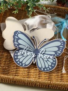 蝴蝶形新生女婴摄影里程碑木质道具 - 彩色 - 查看 2