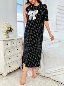 Mulvari Váy thường ngày mùa hè in họa tiết chấm bi dành cho nữ, Moo Moo - màu đen - Xem 6