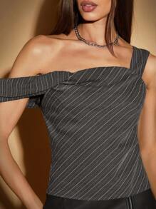 Hauture Top de escote cuadrado con un solo hombro descubierto - Blanco - Ver 1