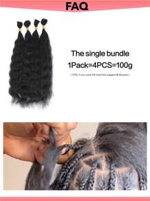 Boho Braids Cabello humano a granel para trenzar sin trama, 100g (1 paquete - 4 mechas) 100% color natural cabello humano virgen ondulado para micro trenzas, trenzas bohemias de ganchillo, extensiones de cabello para trenzas sin nudos