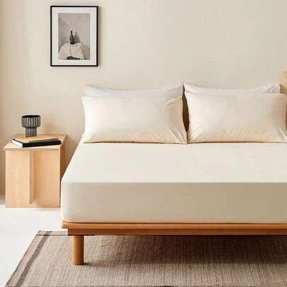 2/3pcs Solid Color Fitted Sheet, Mattress Protector, Mattress Cover, Deep Pocket Fitted Sheet, Soft & Breathable, Fits Twin, Full, Queen, King Size Beds - 14 Inch/35cm Deep Pocket, Machine Washable, Oeko-Tex Certified