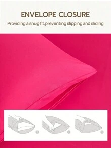 1 件装玫瑰红色超柔软纯色枕套轻质床上用品信封封口纯色床枕套，适用于卧室