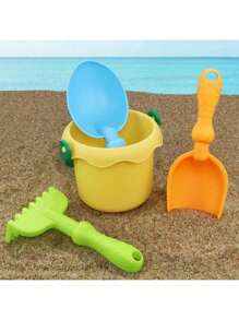 Beach Sand Toys Set  Beach Molds, Beach Bucket Shovel Tool Kit, Sandbox Toys for Toddlers, Kids Outdoor, Snow Toys 4 Piece(Random Color)