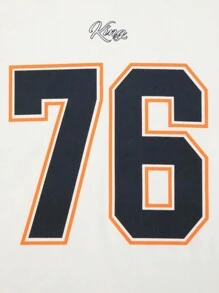 Manfinity LEGND Manfinity LEGND Plus Size Men's Casual Numeric Graphic V-Neck Short Sleeve T-Shirt Basketball Shirt And Shorts Set, Summer Back To School, Color Block, Going Out, Back To School Clothes