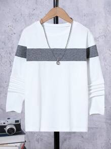 SHEIN Camiseta térmica com camada de base elástica de malha casual para meninos pré-adolescentes