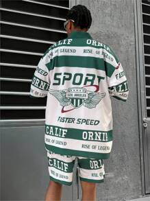 PAVTROS Bộ áo sơ mi nam dạo phố rộng rãi - Nhiều màu - Xem 4