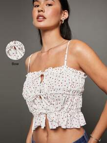 WESTFADE Top corto con lazo floral - Blanco - Ver 2