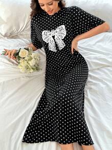 Mulvari Váy thường ngày mùa hè in họa tiết chấm bi dành cho nữ, Moo Moo - màu đen - Xem 5