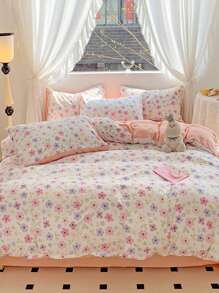2/3 Bộ chăn ga gối hoa Ditsy tươi mát mùa hè dễ thương dành cho ký túc xá nữ sinh, màu hồng - Nhiều màu - Xem 6