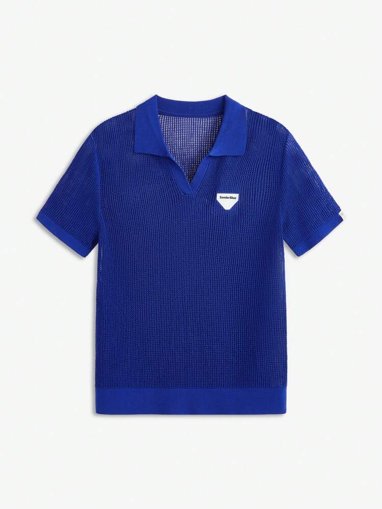 Men's Textured Crochet Knit Slim Fit Casual Short Sleeve Top, Easy Care