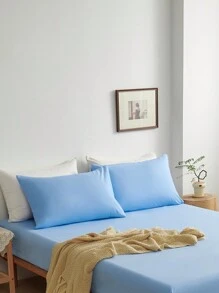 2 Stücke hellblaue superweiches, einfarbiges Kissenbezug, leichtgewichtig, mit Umschlagverschluss, einfarbig, Bettkissenbezug für Schlafzimmer, Studentenwohnheim, Bettwäsche