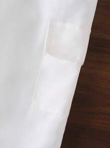 SHEIN 年轻女孩纯色松紧腰工装口袋哈伦宽松裤 - 白色 - 查看 7