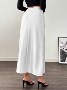 SHEIN Unity Women's Drawstring Pleated Casual Daily Wear Skirt Fall Cloth For Women - White - View 2