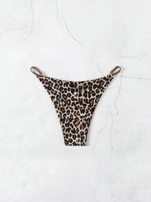 Costavie 2026春夏性感女士比基尼丁字裤，随机豹纹印花，珍珠扣链侧裤绳 - 彩色 - 查看 6