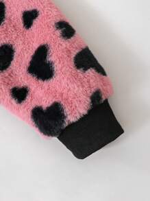 Elladie kids Chaqueta con capucha y cremallera de felpa reversible con diseño de corazón para niñas jóvenes - Multicolor - Ver 5