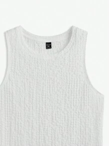 Manfinity VCAY Men's Knitted Sleeveless Slim-Fit Casual Tank Top With Round Neckline, Suitable For Summer