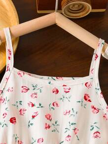 SHEIN Girls'  Floral Dress And Cardigan Jacket 2pcs/Set - Multicolor - View 5