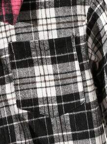 SHEIN Young Boy Fashionable Plaid Color Block Asymmetric Hem Long Sleeve Shirt,Casual Fall/Winter Back-To-School,Autumn,School Outfit For Various Occasions - Multicolor - View 5