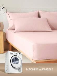 2/3pcs Solid Color Fitted Sheet, Mattress Protector, Mattress Cover For Bed, Deep Pocket Bed Sheet, Soft And Breathable, For All Size Bed -Twin, Full, King, Queen Size Sheet 14inch/35cm Deep Pocket Machine Washable