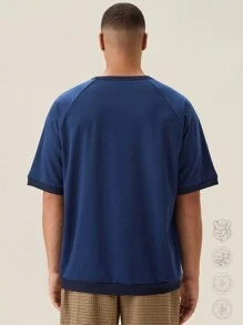 Manfinity VCAY Men's Loose Fit English Text Graphic Short Sleeve T-Shirt, Summer,Back To School