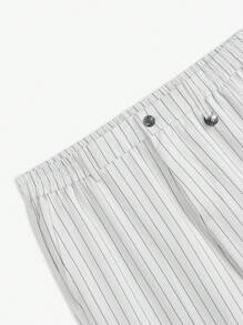 Manfinity VCAY Nam Easy Care Slim Fit Giữa Eo Thẳng Quần Sọc Trắng Thường Ngày, Thích Hợp Cho Xuân Hè - Đen và trắng - Xem 4