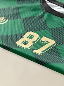 Manfinity VCAY 男士宽松数码印花针织足球运动 T 恤，夏季