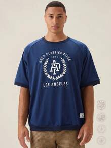 Manfinity VCAY Men's Loose Fit English Text Graphic Short Sleeve T-Shirt, Summer,Back To School