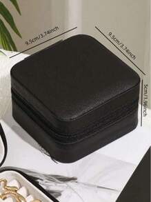 ROMWE 3.74 英寸 * 3.74 英寸 * 1.96 英寸简约深色风格化妆品收纳盒化妆包 - 黑色 - 查看 3