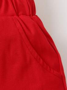 SHEIN 少年男孩3入組實用口袋彩色六口袋短褲,附有裝飾綁繩,適用於夏季