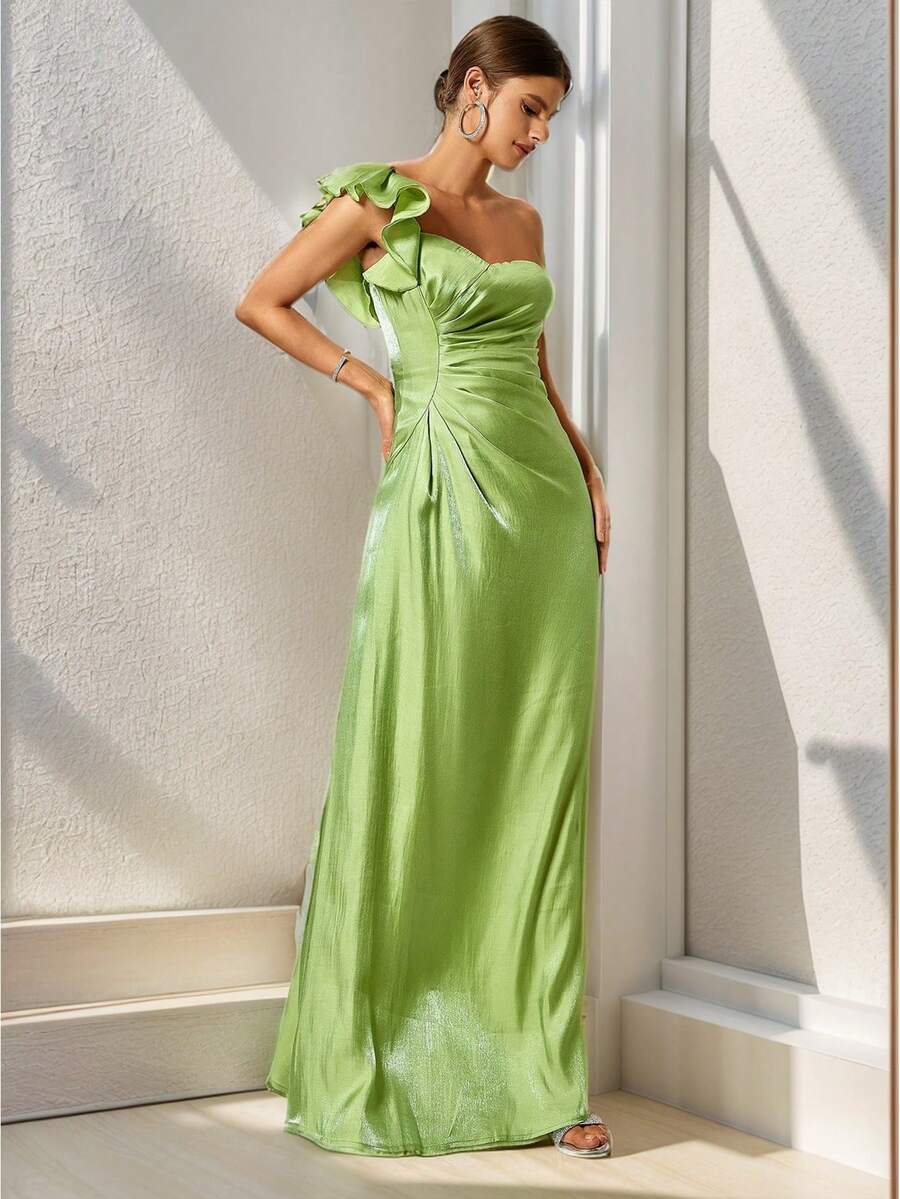 D&M Đầm Xù màu trơn Buổi tiệc - Màu xanh chanh - Xem 1
