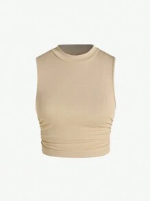 Chiquease Summer Casual Solid Color Slim-Fit Ruched Crop Top And Long Pants Set - Multicolor - View 3