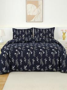 Bộ chăn ga gối đệm bằng vải sợi nhỏ mềm mại họa tiết hoa - Bộ chăn ga gối đệm 2/3 món tốt nhất - Bao gồm 1 chăn ga gối đệm và 1/2 vỏ gối - Giá rẻ và chất lượng cao cho giường đôi King Single Queen Double Full Size Doona Quilt Cover - Màu xanh lam - Xem 5