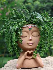 1入創意閉眼女孩娃娃花盆，可愛人物設計花瓶，節慶家居裝飾，萬聖節裝飾，聖誕節裝飾，秋季裝飾，房間裝飾，廚房裝飾，夏季裝飾，牆面裝飾，家居裝飾，臥室裝飾 - 多色 - 查看 6