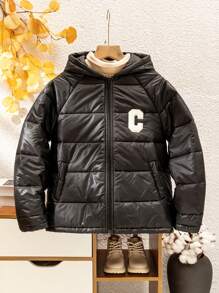 SHEIN Quần áo mùa đông cho trẻ em Tween Boy chần bông Tween Boy có thể kết hợp với áo len bé trai Áo hoodie bé trai Áo sơ mi Giáng sinh Áo sơ mi Halloween Áo cánh đen Áo cánh mùa thu Áo cánh dài tay Áo len cardigan dài Áo len cardigan nâu Quần chạy bộ cho bé trai - màu đen - Xem 6
