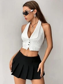 SHEIN Unity Shawl Collar Single Breasted Summer Suit Jacket - White - View 6