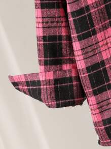 SHEIN Young Boy Fashionable Plaid Color Block Asymmetric Hem Long Sleeve Shirt,Casual Fall/Winter Back-To-School,Autumn,School Outfit For Various Occasions - Multicolor - View 6