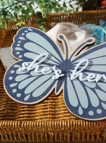 蝴蝶形新生女婴摄影里程碑木质道具 - 彩色 - 查看 8