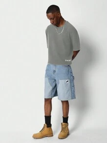 SUMWON Áo thun crop fit washed có in hình chữ - Xám - Xem 4