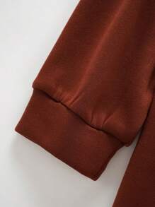 SHEIN Slayr Plus Size Women Plain Minimalist Daily Wear Crew Neck Sweatshirt - Brown - View 7