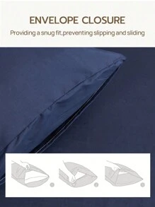 1pc Navy Blue Super Soft Plain Pillowcase Lightweight Bedding Envelope Closure Solid Color Bed Pillow Cover, For Bedroom - Navy Blue - View 4