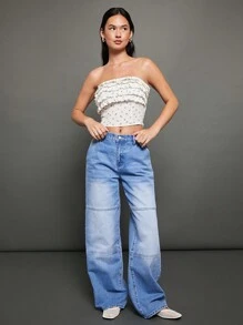 WESTFADE Pantalones vaqueros rectos de tela vaquera de algodón premium - Lavado ligero - Ver 4