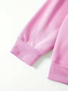 INAWLY 女式樱桃与字母印花落肩长袖休闲运动衫，秋冬 - 粉色 - 查看 7