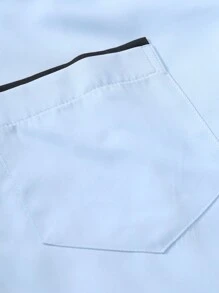 Áo sơ mi nam tay dài cổ bẻ đơn giản, màu trơn, mặc hàng ngày, dành cho chồng, công sở, đi làm, mùa thu - Màu xanh lam - Xem 7