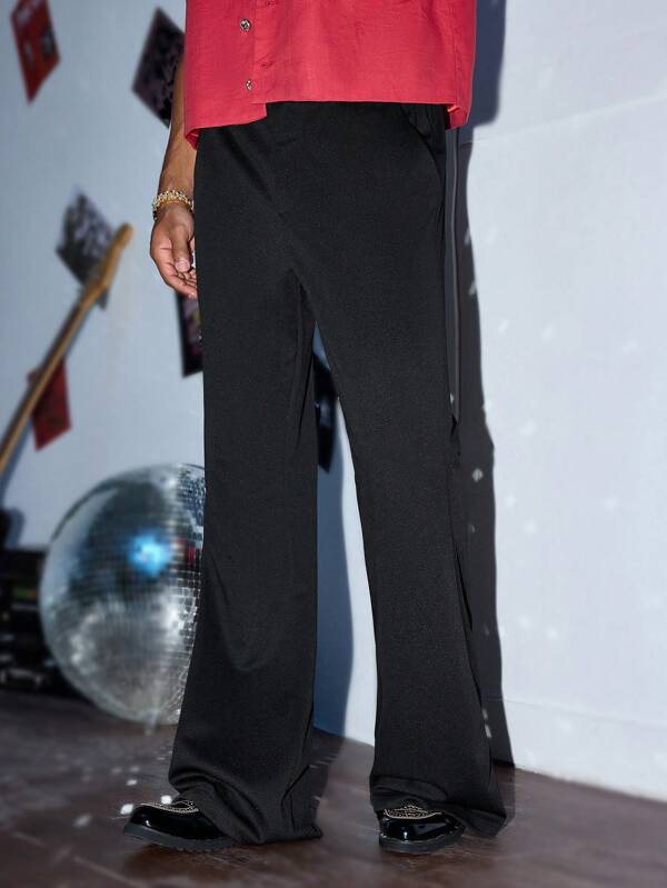 Manfinity VCAY 1 pieza Pantalones de campana con estilo vintage de ropa casual básica y elegante con tejido, de vuelta al cole para otoño, de estilo Y2K para hombre