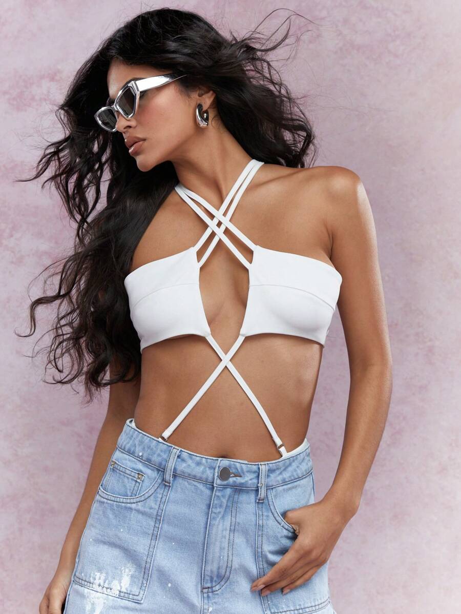 MISSGUIDED 多條細帶露肩連體裝 - 白色 - 查看 1