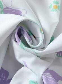 Tween Girls' Elegant V-Neck Floral Jumpsuit With Ruffle Sleeves - Multicolor - View 8