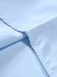 Áo sơ mi nam tay dài cổ bẻ đơn giản, màu trơn, mặc hàng ngày, dành cho chồng, công sở, đi làm, mùa thu - Màu xanh lam - Xem 8