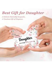 1 Pc Decorative Crafts Gift For Daughter, Cute Birthday Gift, Beautiful Butterfly Shaped Acrylic Commemorative Item, Gift From Mom & Dad To Lovely Daughter Birthday Gifts Graduation